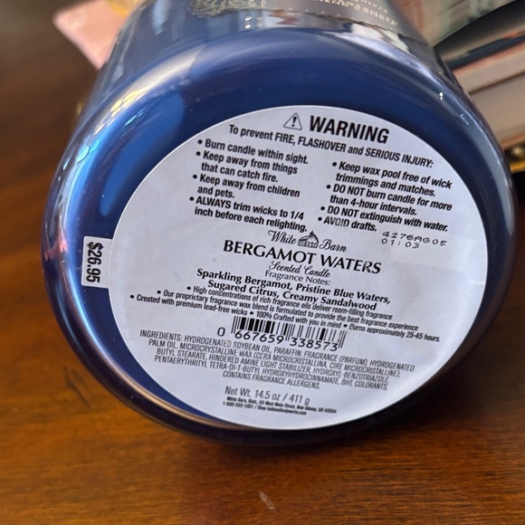 White Barn Bergamot Waters Blue Candle - Picture 3 of 3